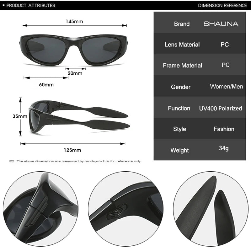 Y2K Cat Eye Men Polarized Sport Sunglasses Shades UV400 Fashion Punk Goggles Luxury Women Driving Sun Glasses