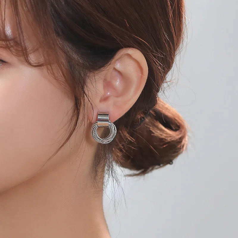 Retro Metal Gold Color Multiple Small Circle Stud Earrings for Women Korean Jewelry Fashion Wedding Party Earrings Jewelry Gift-Dollar Bargains Online Shopping Australia