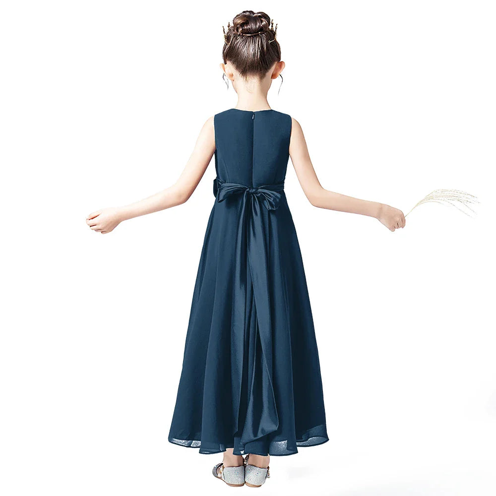 Chiffon Junior Bridesmaid For Teens Ankle-Length Flower Girl Dresses For Wedding Party Kids First Communion Gowns-Dollar Bargains Online Shopping Australia