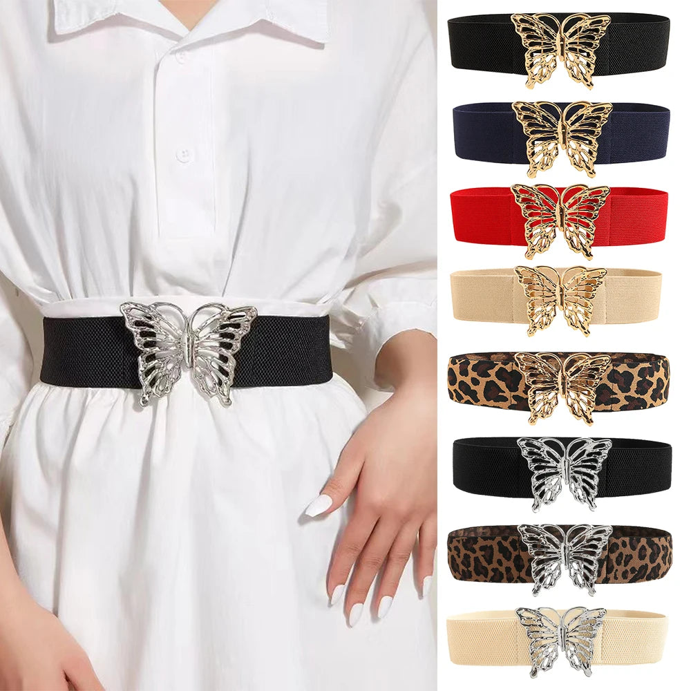 Fashion women's butterfly belt elastic elastic buckle waist seal decorative shirt dress waist trim