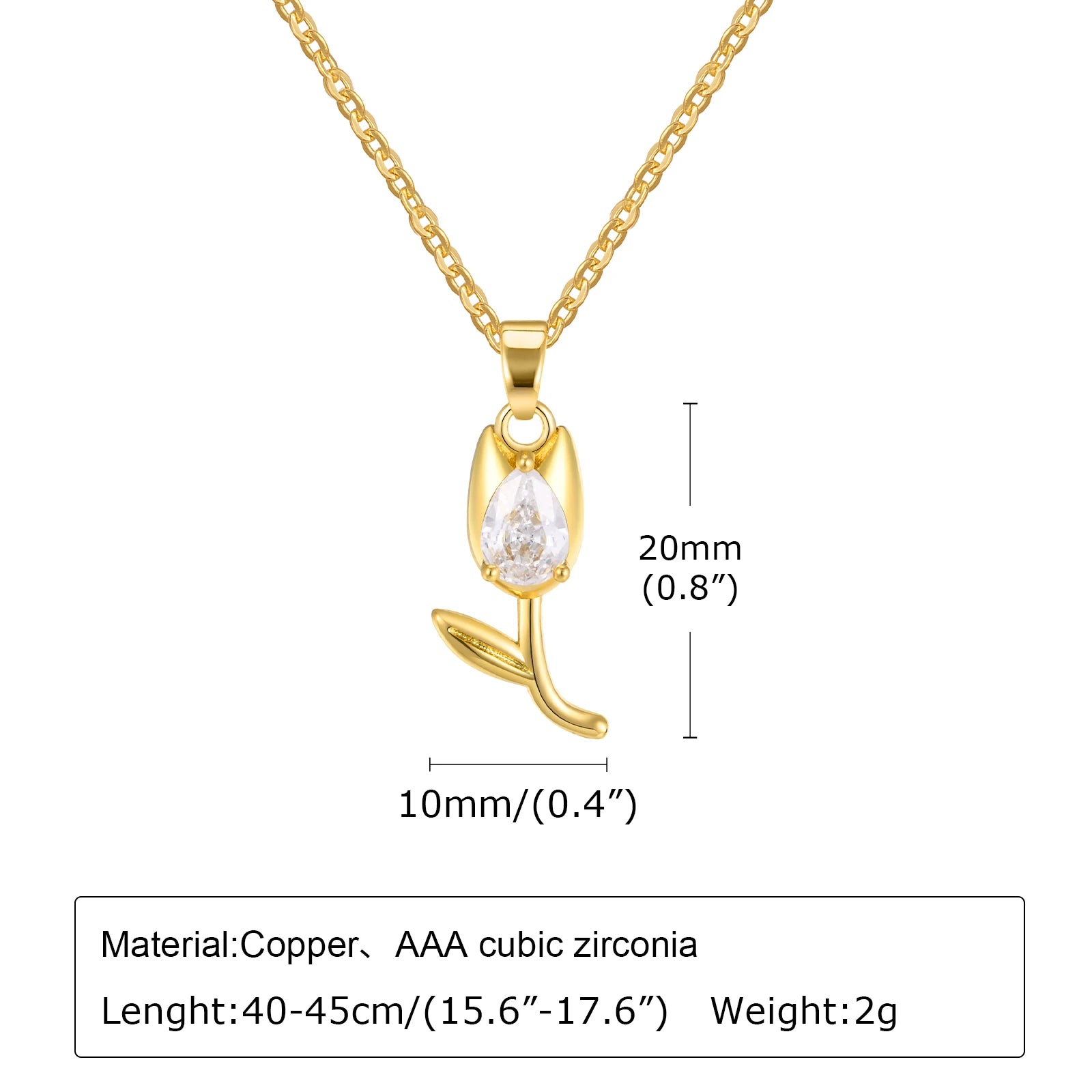 Charms Crystal Tulip Flower Pendant Necklace Minimalist Anniversary Girlfriend Women Female Gifts