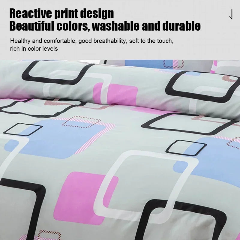 Geometric Pattern Bedding Fashion Printed Quilt Cover Multi Size Bed Sheets Soft Breathable Duvet Covers