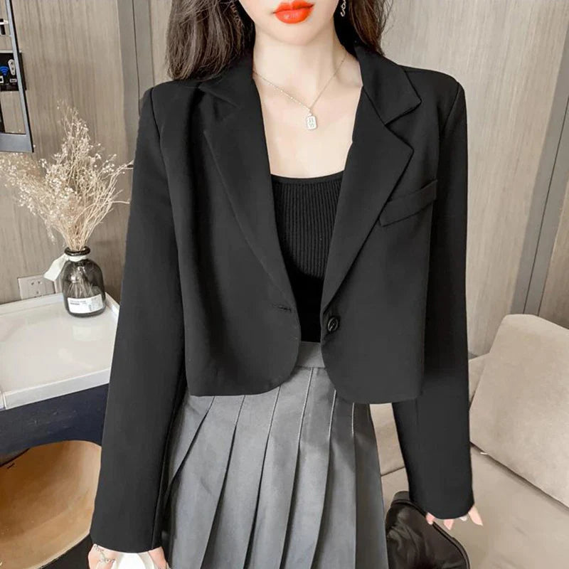Long Sleeve Button Up Suit Jacket Woman Elegant All Match Office Blazer Female-Dollar Bargains Online Shopping Australia