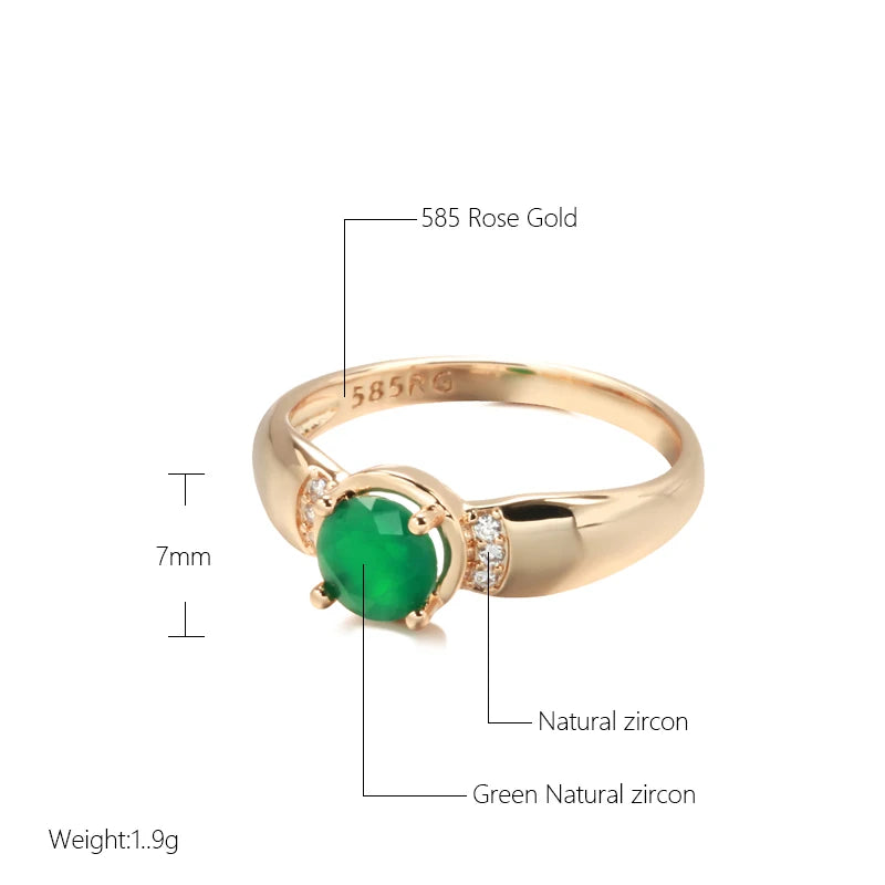 Gold with Circle Cut Emerald Zircon Rings for Women European Golden Jewelry Wedding Elegant Rings Lovers Gifts