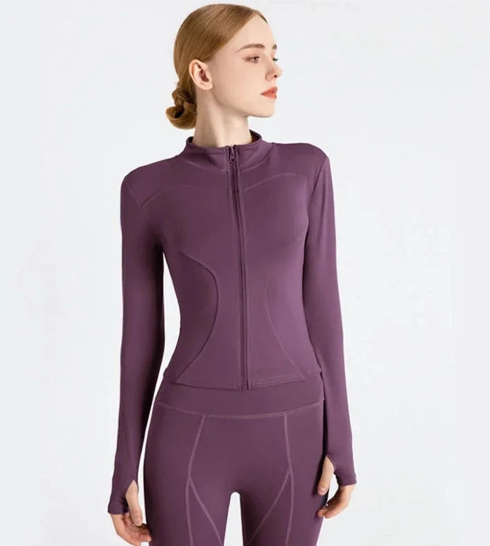 Yoga Crop Top Coat Women's Spring Summer New Jacket Sports Top Cardigan Zipper Running Top