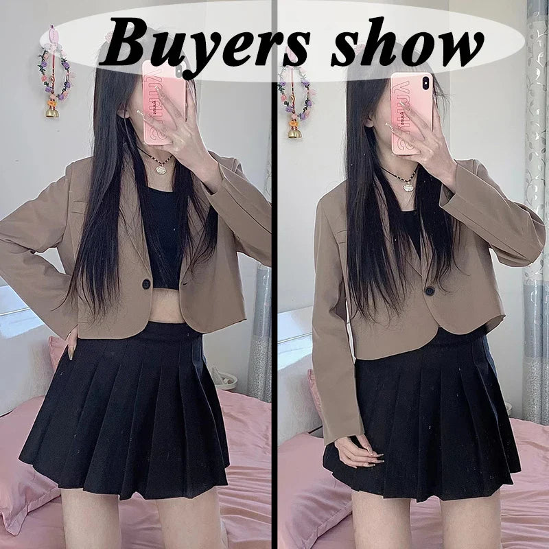 Long Sleeve Button Up Suit Jacket Woman Elegant All Match Office Blazer Female-Dollar Bargains Online Shopping Australia