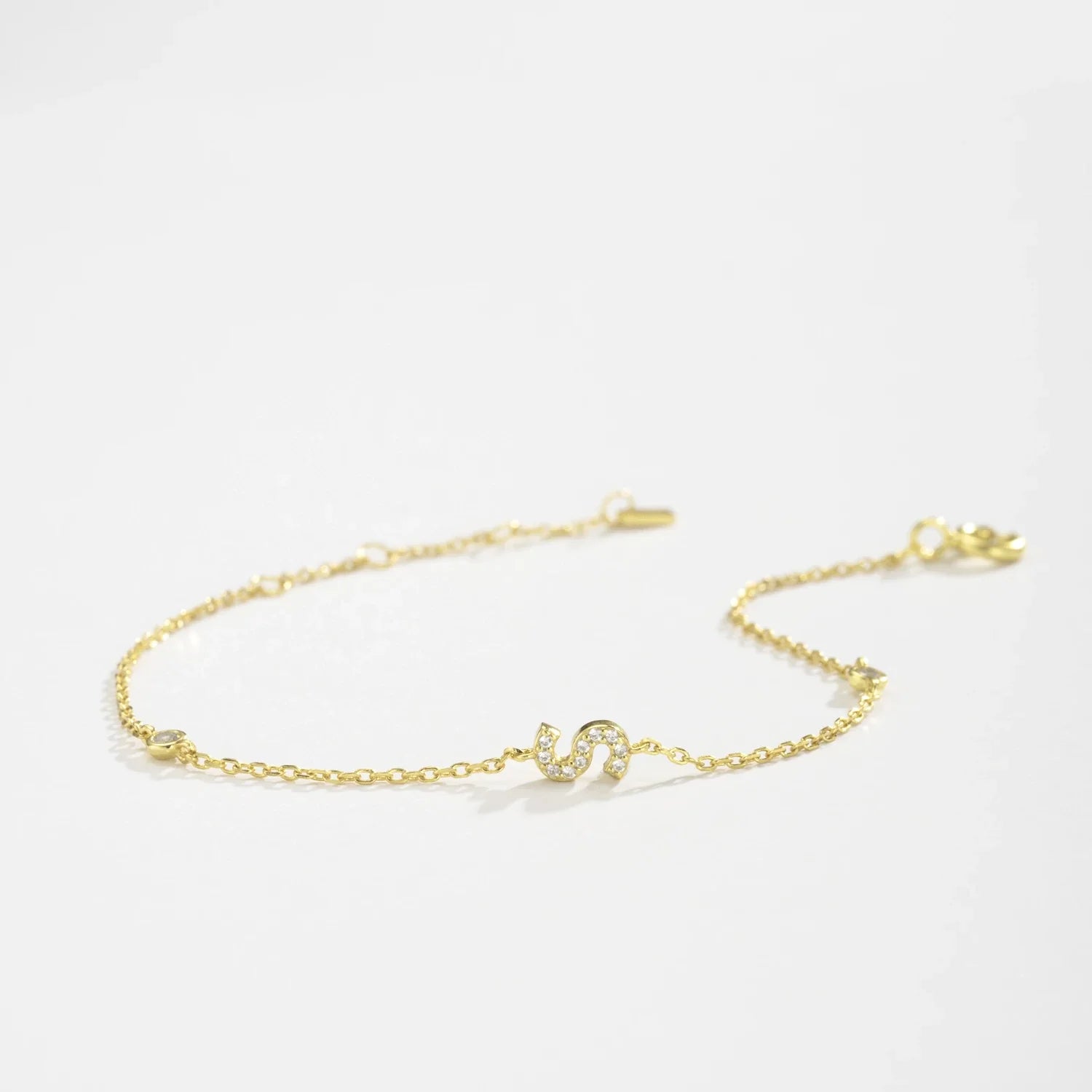 Silver Monogram Letter Initial Charm Chain Bracelet Luxury Wedding Crystal Fine Jewelry-Dollar Bargains Online Shopping Australia