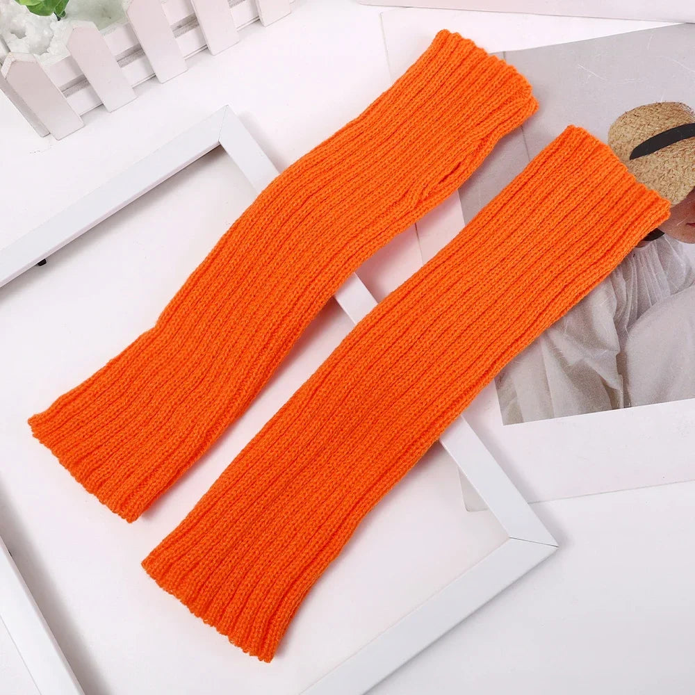 Knitted Long Fingerless Gloves Women Mitten Winter Y2K Solid Arm Warmer Sleeves Fashion Casual Soft Girls Clothes Punk Glove-Dollar Bargains Online Shopping Australia