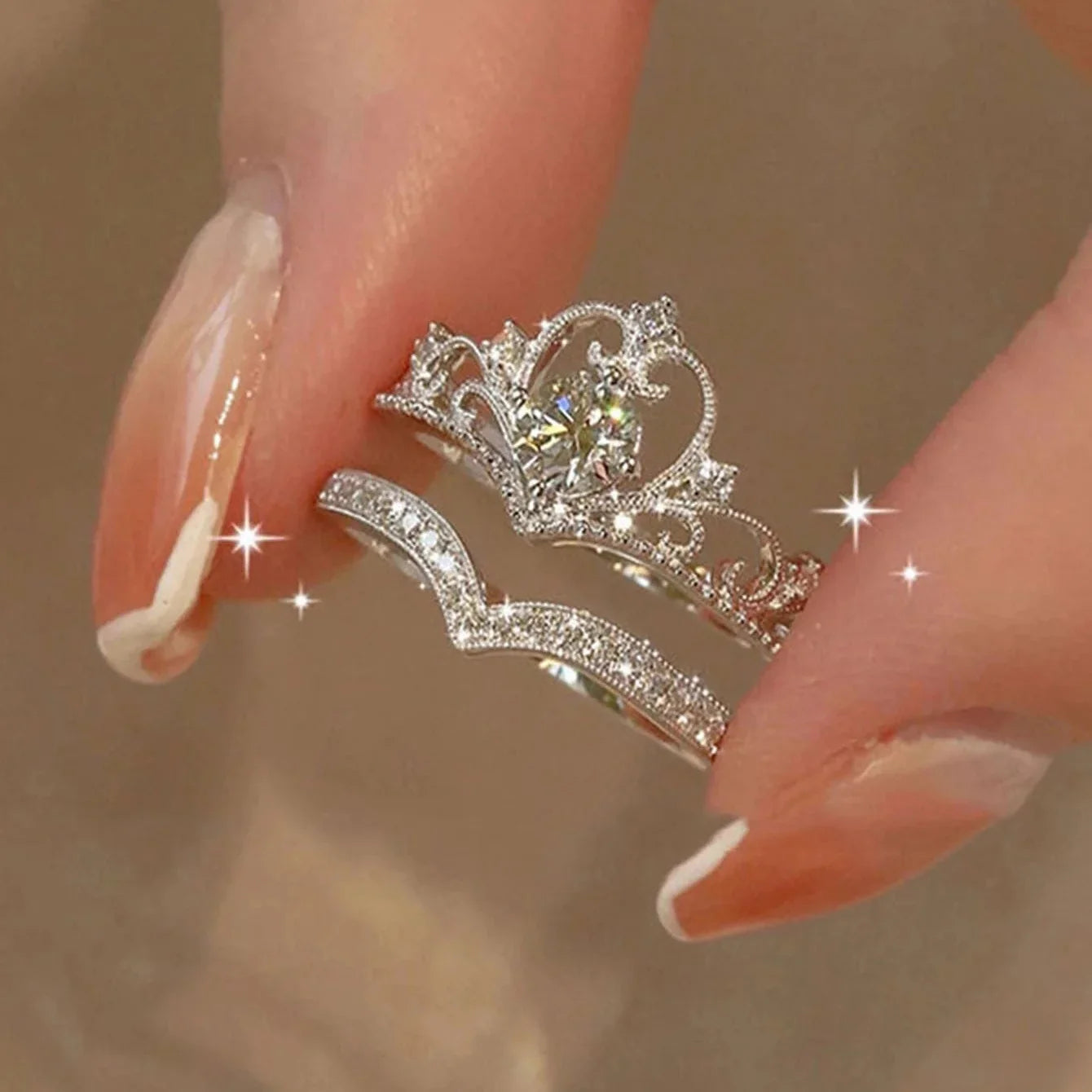 Y2K Crystal Rings Kpop Heart Adjustable Ring Irregular Geometry Punk Vintage Rings Set for Women Girls-Dollar Bargains Online Shopping Australia