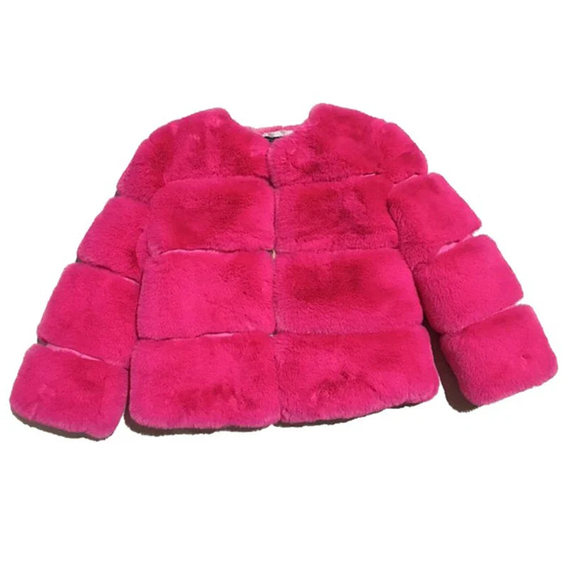 New Girls Winter Fur Coat Elegant Teenage Girl Faux Fur Jackets Thick Coats Warm Parkas Children Outerwear 1-10Yrs Girls Clothes-Dollar Bargains Online Shopping Australia