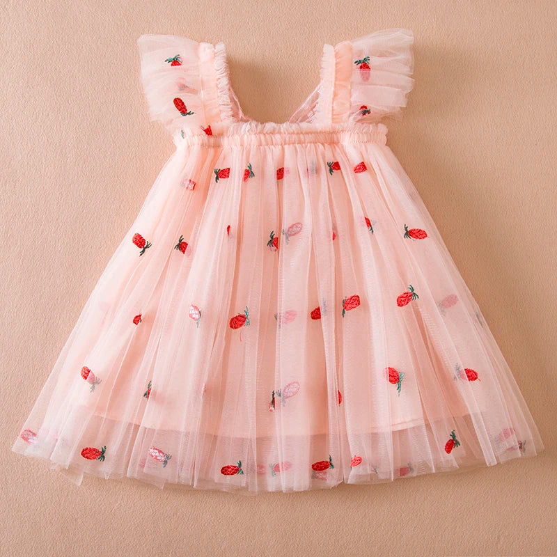 Butterfly Mesh Flying Sleeve Dress Girls Dresses Girls Summer Casual Wear Children's Clothes-Dollar Bargains Online Shopping Australia