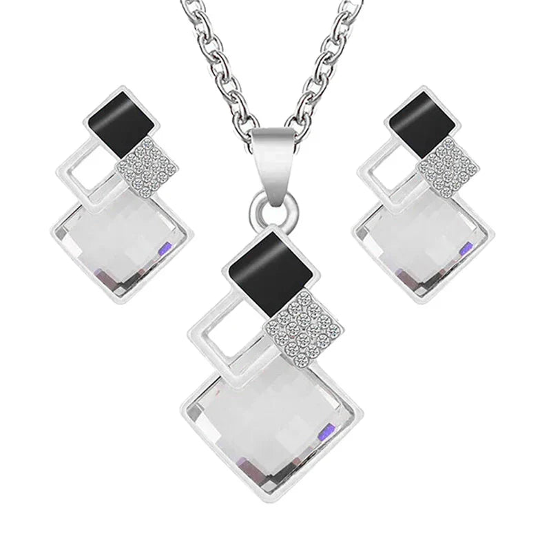 Crystal Pendants Necklace Earrings Sets for Women Jewelry Set Bridal Wedding Choker Necklace Set-Dollar Bargains Online Shopping Australia