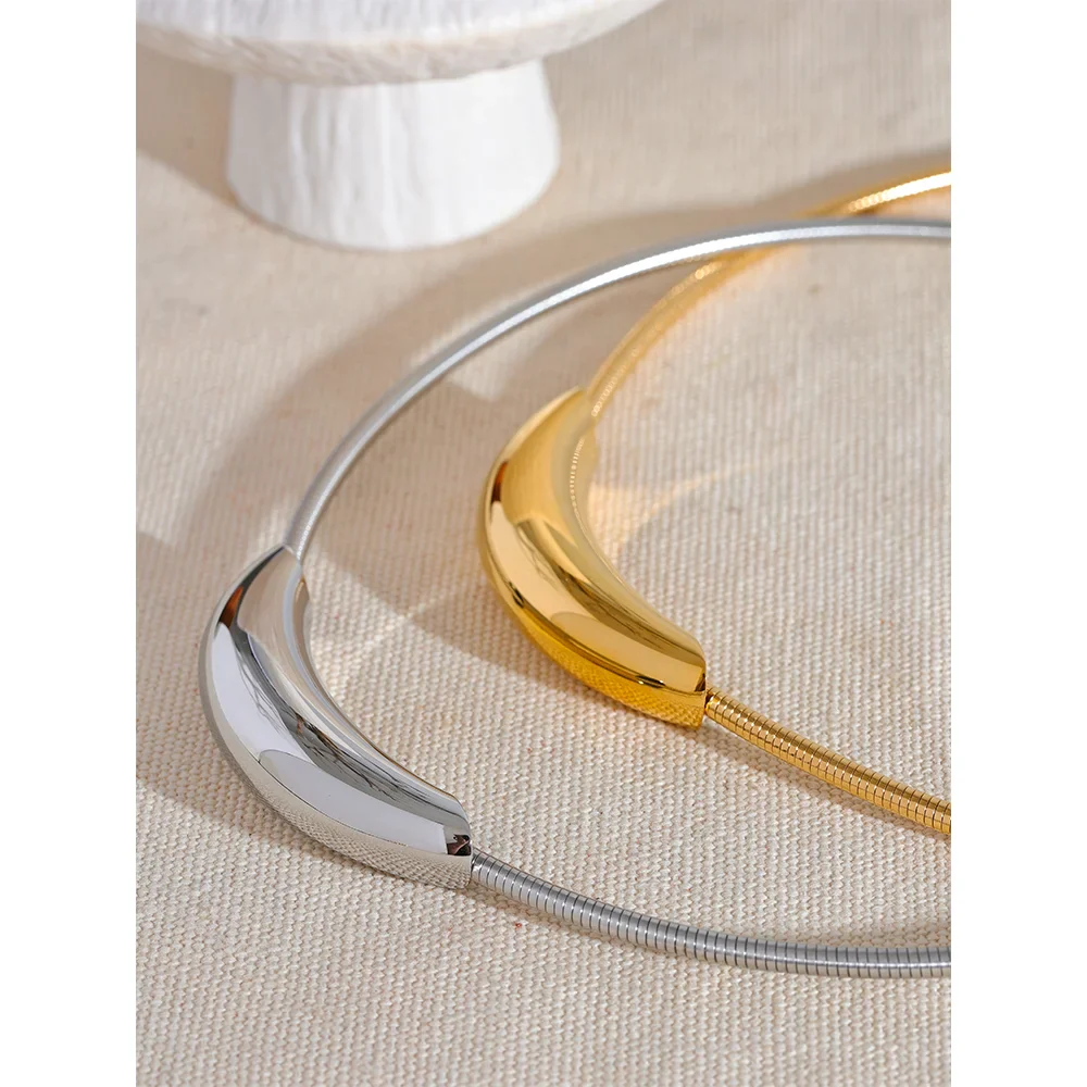 Waterproof Stainless Steel Popular Choker Light Necklace Women Statement Metal 18K Gold Plated-Dollar Bargains Online Shopping Australia