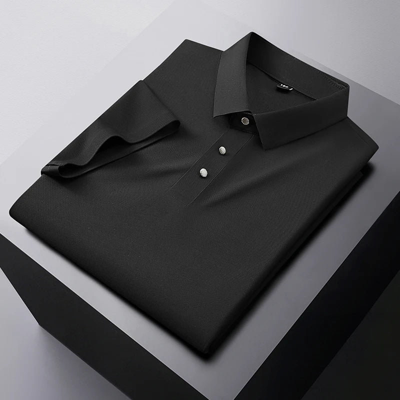 Men Polo Shirt Short Sleeve Summer Cool Thin Breathable Loose Fashion Male Soft