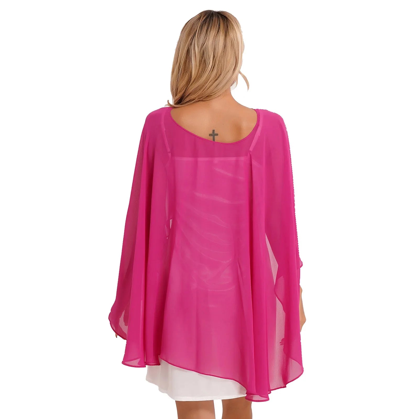 Women Chiffon Solid Pullover Capes Shawl Hi-low Hem Thin Soft Shrug Ponchos for Wedding Bridal Bridesmaid Evening Party Dress-Dollar Bargains Online Shopping Australia