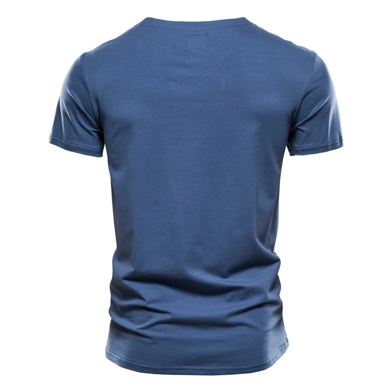 Cotton T Shirt Men Solid Color Design V-neck T-shirt Casual Classic Men's Clothing Tops
