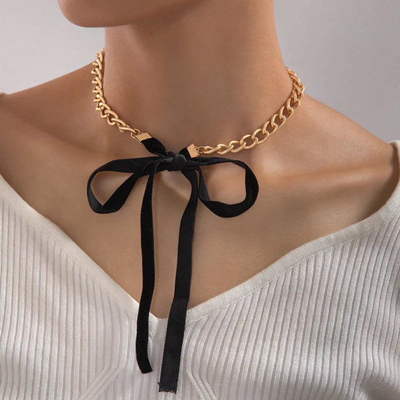 Pearl Stone Choker Necklace Elegant Trend Lace up Rope Clavicle Chain for Women-Dollar Bargains Online Shopping Australia