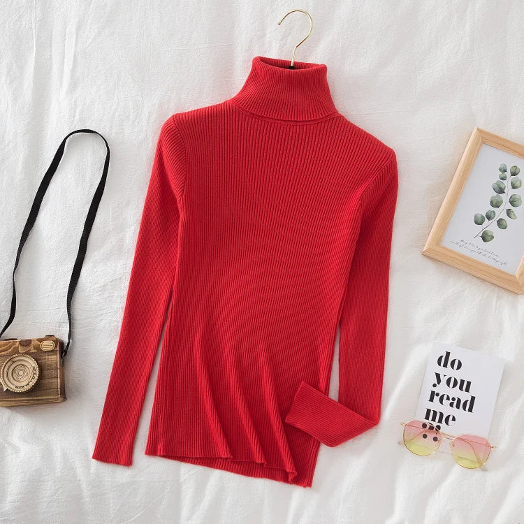 Women Turtleneck Sweater Knitted Soft Pullovers cashmere Jumpers Basic Solid Soft Sweaters Women Autumn Winter Casual Top-Dollar Bargains Online Shopping Australia