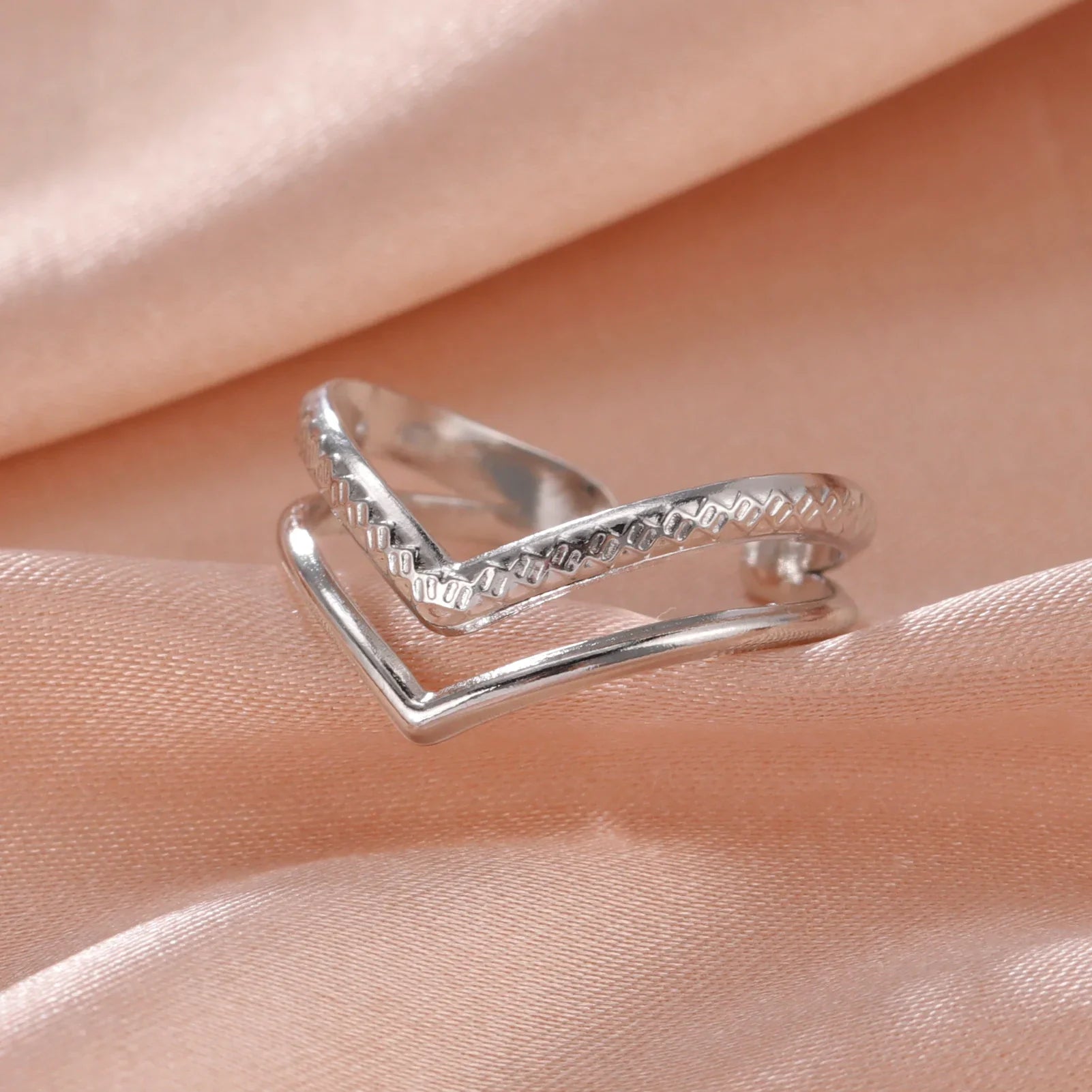 Women Rings Geometric Heart Aesthetic Adjustable Open Finger Ring Fashion Party Jewelry Gifts-Dollar Bargains Online Shopping Australia