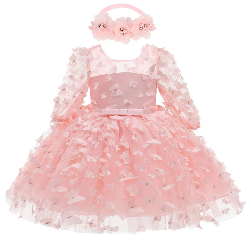 Newborn Dress Flowers Mesh Fashion Party Little Princess Baby Dress Christmas Birthday Gift Kids Clothes-Dollar Bargains Online Shopping Australia