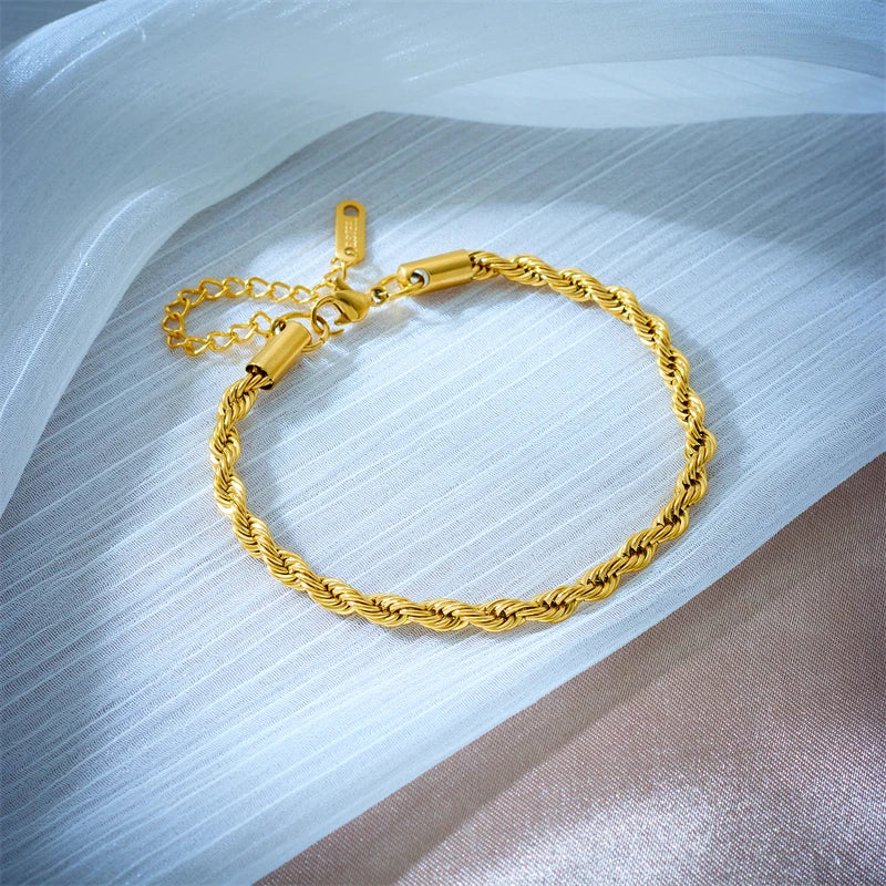 DIEYURO 316L Stainless Steel Gold Color Chain Necklace Bracelets For Women Girl Fashion Non-fading Lady Jewelry Set Accessories-Dollar Bargains Online Shopping Australia