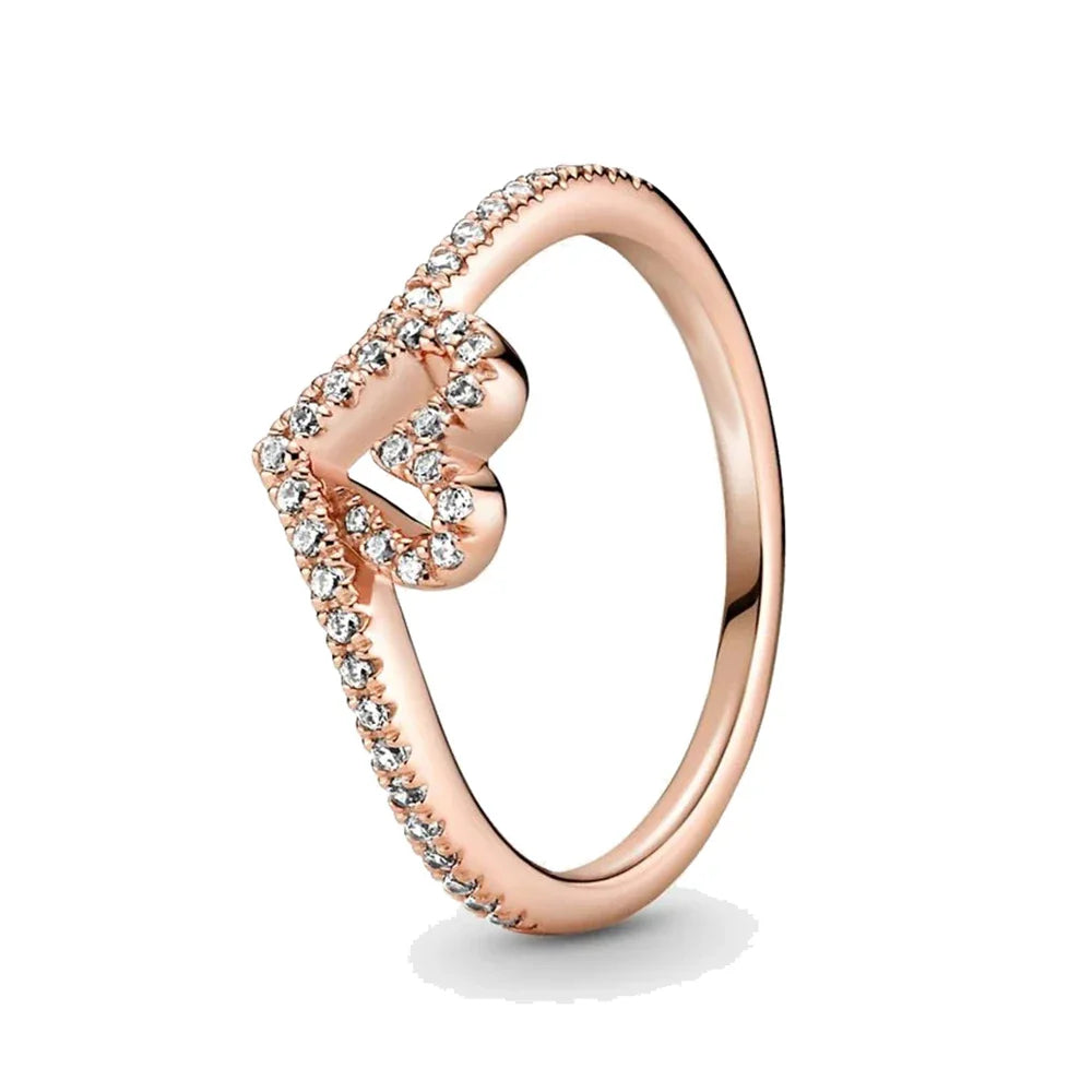 925 Sterling Silver Rings For Women Original Infinity Love Heart Crown Engagement Wedding Ring Rose Gold Crystals Luxury Jewelry