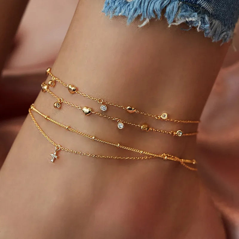 2022 Bohemia Anklets for Women Summer Beach Foot Chains Boho Beads Butterfly Bracelet Charm Anklet Set Ankle Jewelry Accessories-Dollar Bargains Online Shopping Australia