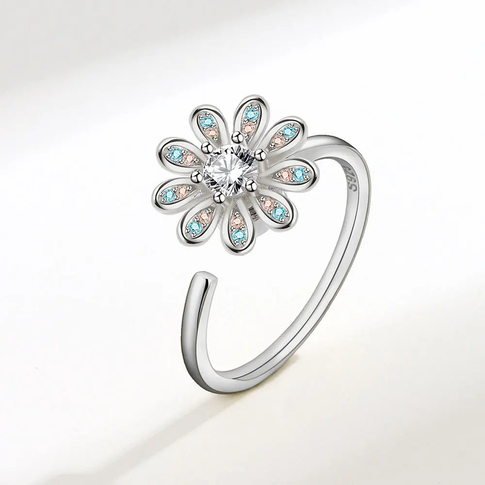 Fidget Spinner Ring Anxiety for Women Multiple Crystal Flower Eye Butterfly Animal Ring Rotate Anti Stress Wedding Jewerly-Dollar Bargains Online Shopping Australia