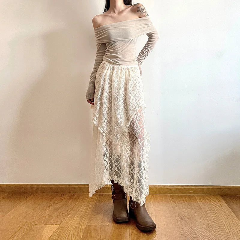 Bohemian Skirts Women Lace All-match Korean Style Hotsweet Streetwear Summer Casual Trendy Aesthetic College Asymmetrical Daily-Dollar Bargains Online Shopping Australia