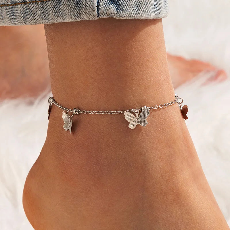 2022 Bohemia Anklets for Women Summer Beach Foot Chains Boho Beads Butterfly Bracelet Charm Anklet Set Ankle Jewelry Accessories-Dollar Bargains Online Shopping Australia