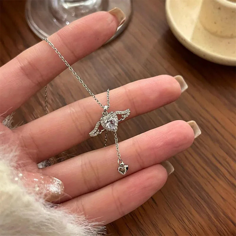 Unique Double Layer Black Love Heart Neckaces Women Exquisite Light Luxury Zircon Necklace Jewelry Party Gifts-Dollar Bargains Online Shopping Australia