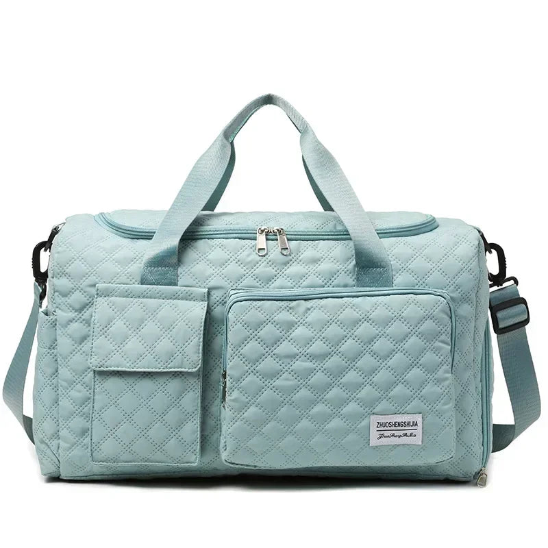 Oxford Solid Color Women's Travel Bags Zipper High Capacity Simplicity Multiple Pockets