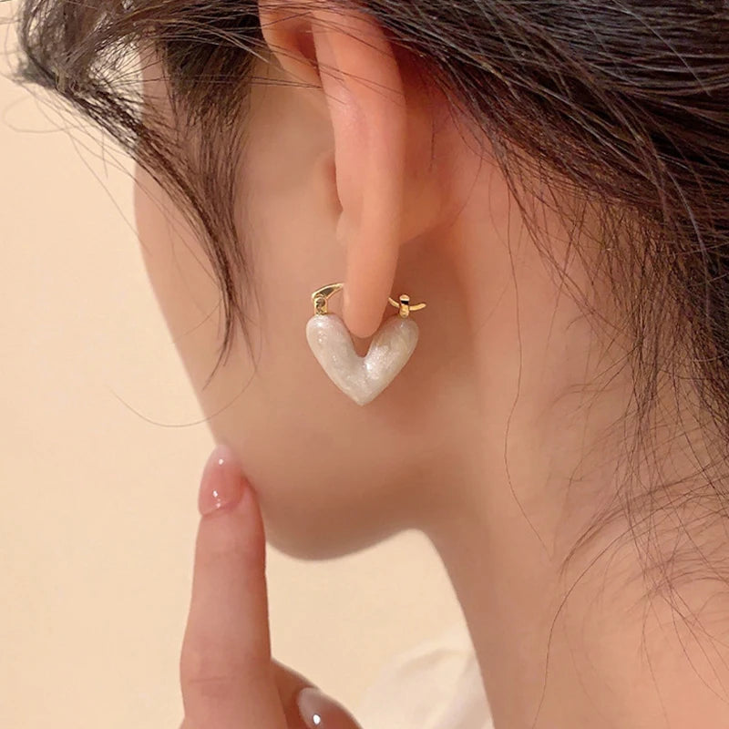 Heart Stud Earrings For Women Korean Elegant Light Luxury Love Dangle Earring Fashion Simple Drop Jewelry Girls Gift