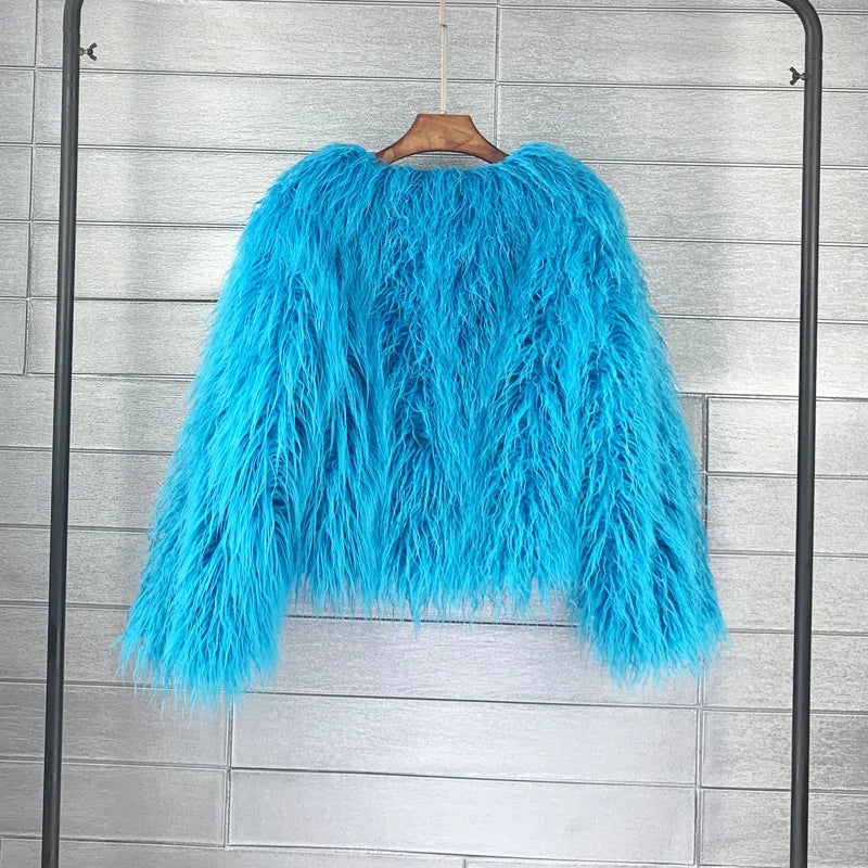 Fur Coats Women Autumn Winter Top Fashion Pink Faux Fur Coat Elegant Thick Warm Faux Fur Jackets-Dollar Bargains Online Shopping Australia