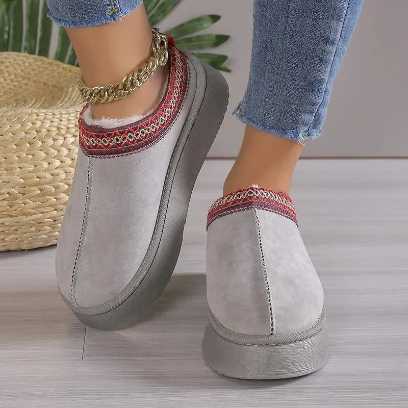 Ankle Flats Platform Women Snow Boots Suede Plush Warm Winter Thick Fashion Shoes Chelsea Women Boots-Dollar Bargains Online Shopping Australia