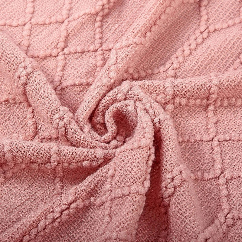 Acrylic Knit Woven Throw Blanket Lightweight Decorative Soft Nap Throw with Tassel for Chair Bed Sofa Travel Picnic Blankets