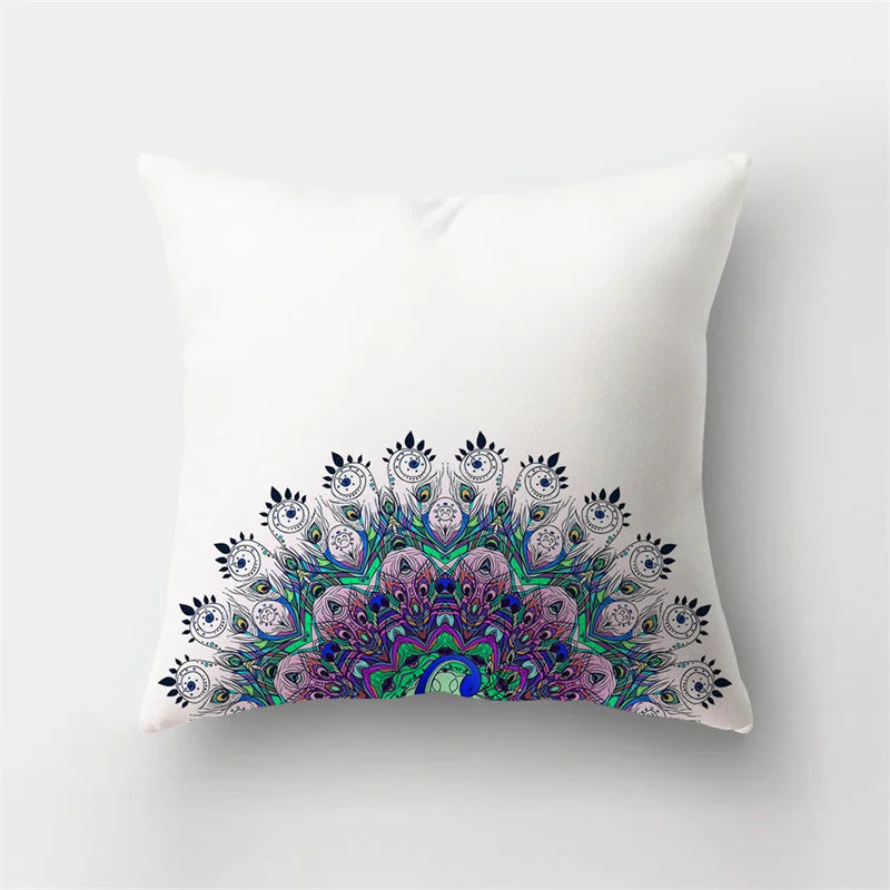 Peacock Feather Printed Cushion Cover Sofa Office Seat Car Waist    Home Decoration