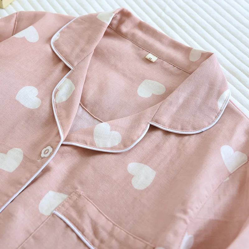 Pajama Set Women's 100% Cotton Long Sleeve Pants Two Piece Love Lovely Sweet Home Furnishing Set-Dollar Bargains Online Shopping Australia