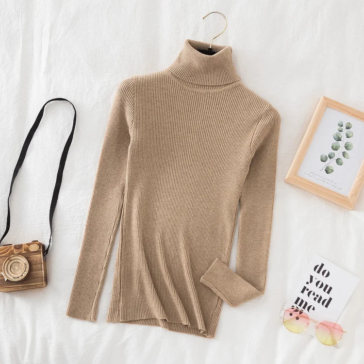 Women Turtleneck Sweater Knitted Soft Pullovers cashmere Jumpers Basic Solid Soft Sweaters Women Autumn Winter Casual Top-Dollar Bargains Online Shopping Australia