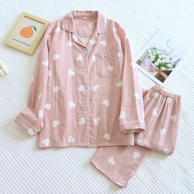 Pajama Set Women's 100% Cotton Long Sleeve Pants Two Piece Love Lovely Sweet Home Furnishing Set-Dollar Bargains Online Shopping Australia