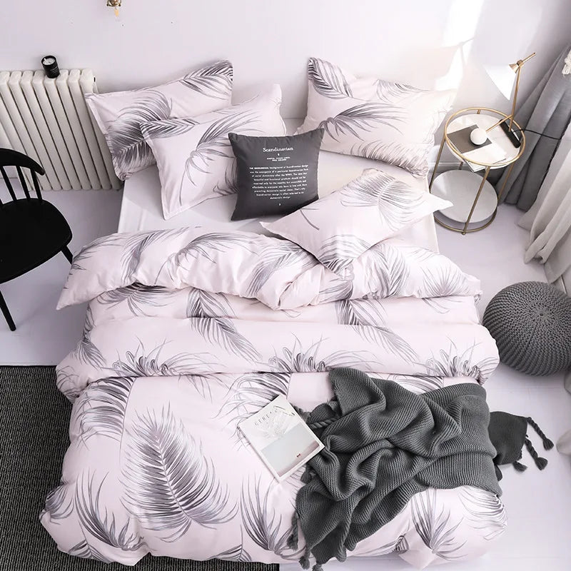 3pcs Couple Duvet Cover with Pillow Case Nordic Comforter Bedding Set Quilt Cover Queen/King Double or Single Bed