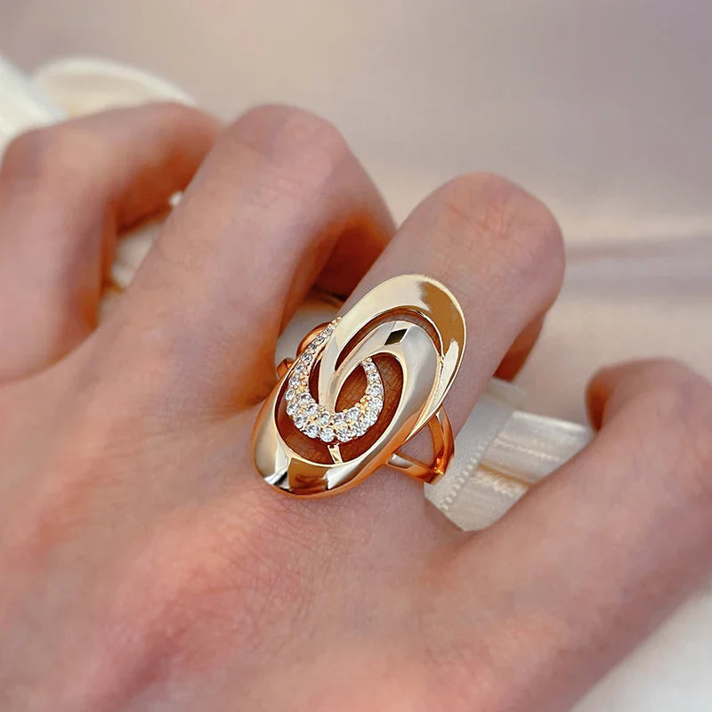 Rose Gold Rings Daily Women Fine Jewelry Minimalist Geometry Natural Zircon Ring Fashion-Dollar Bargains Online Shopping Australia