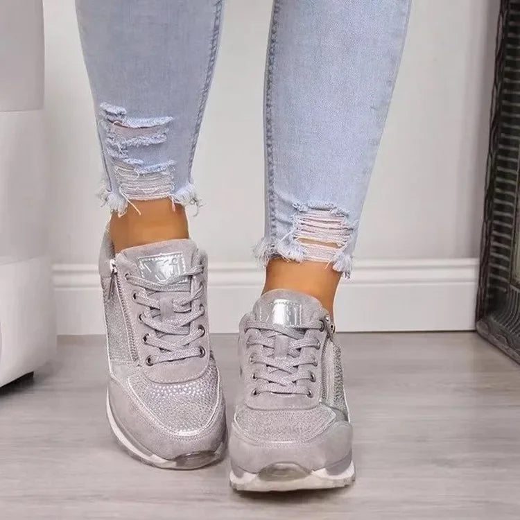Summer Sneakers Women Solid Color Lace-up Versatile Platform Shoes Fashion Plus Size Vulcanize Shoes-Dollar Bargains Online Shopping Australia