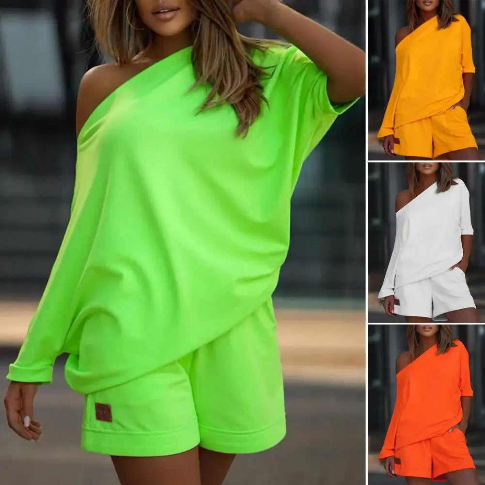 2 Pcs/Set Trendy Women Tracksuit Short Pants Women Shorts Set Pullover Young Style Women Tracksuit Set Energetic-Dollar Bargains Online Shopping Australia