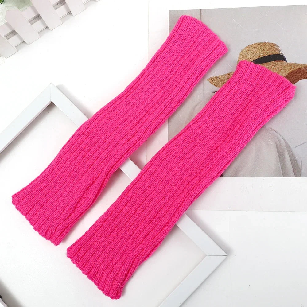 Knitted Long Fingerless Gloves Women Mitten Winter Y2K Solid Arm Warmer Sleeves Fashion Casual Soft Girls Clothes Punk Glove-Dollar Bargains Online Shopping Australia