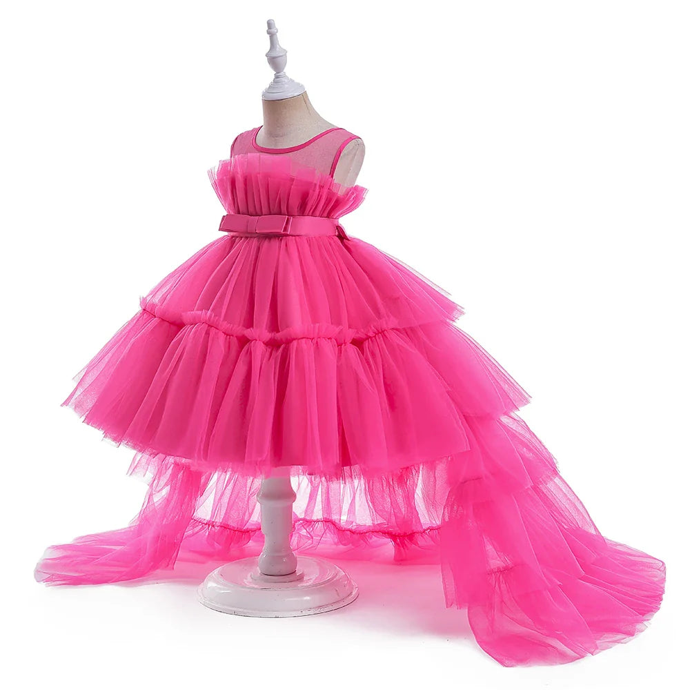 Baby Girl Tulle Trailing White Baptism Dresses Princess Bow Party Wedding Birthday Bridesmaid Dress First Communion Gown-Dollar Bargains Online Shopping Australia