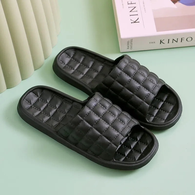 Women Indoor Home Slippers Summer Soft Comfortable Flip Flops Bath Slippers Couple Family Flat Shoes Hotel Sandals