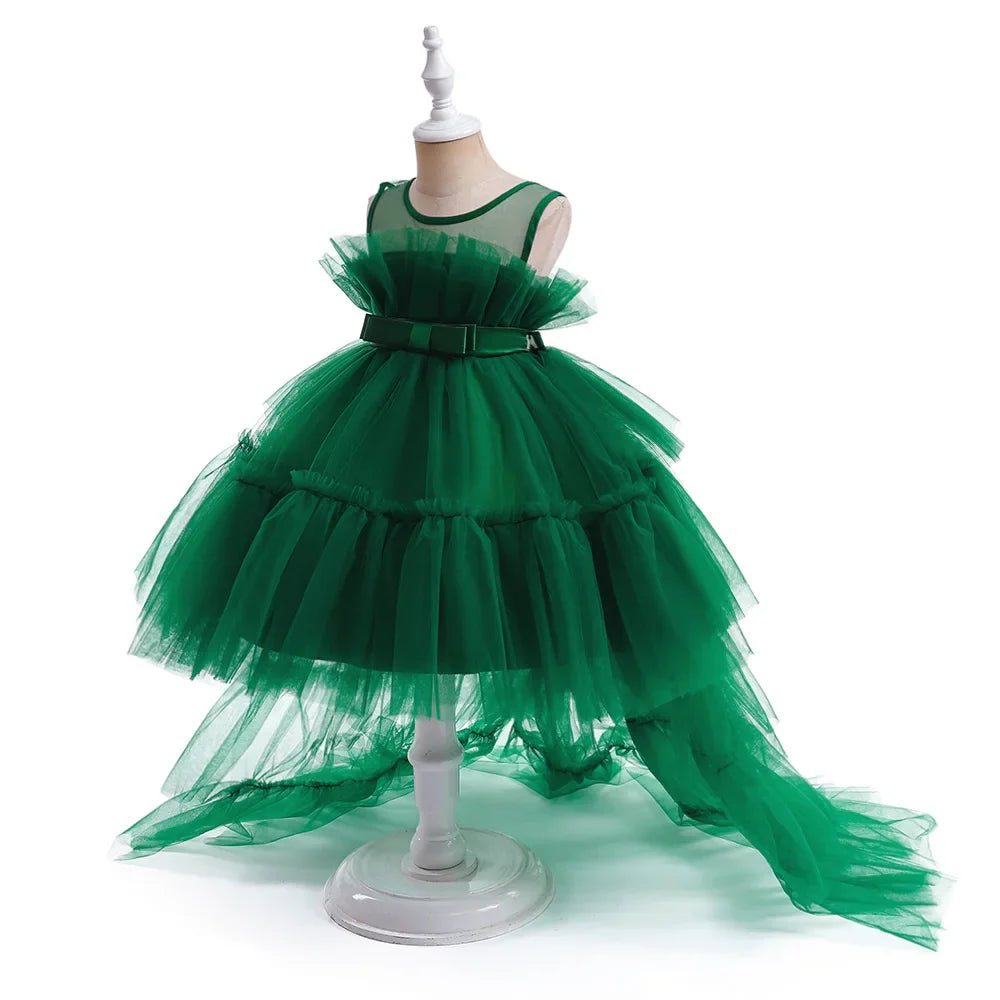 Baby Girl Tulle Trailing White Baptism Dresses Princess Bow Party Wedding Birthday Bridesmaid Dress First Communion Gown-Dollar Bargains Online Shopping Australia
