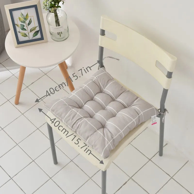 Square Chair Soft Pad with Strap Thicker Seat Cushion for Dining