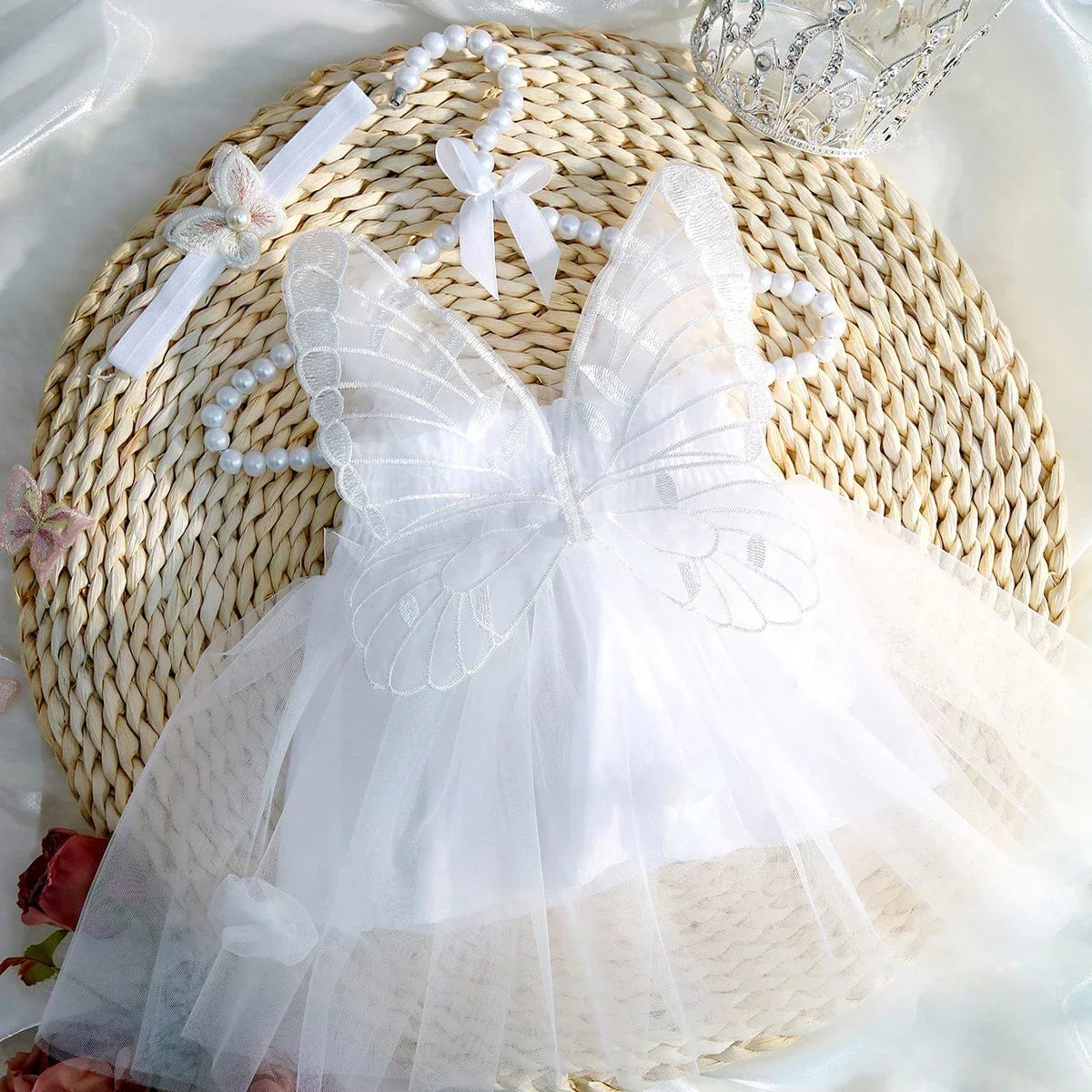 Newborn Girl Photography Outfits with Headband Baby Girl Butterfly Wings Mesh Dress for Photo Shooting Infant Props-Dollar Bargains Online Shopping Australia